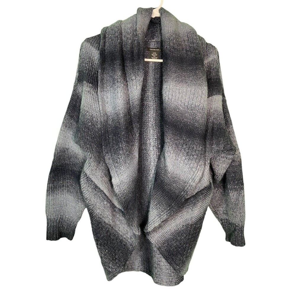 Calvin Klein Wool Blend Sweater Women Size S Cardigan Shawl Blue Waterfall